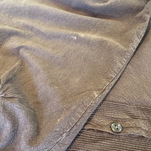 Inter American Trading Peasant Shirt Mens Size Large Brown Pintuck Long Sleeve - Picture 8 of 8